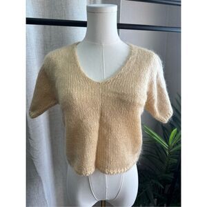 Vintage Cape Isle Knitters Mohair Wool Soft Knit Sweater Short Sleeve‎ 90’s NWT